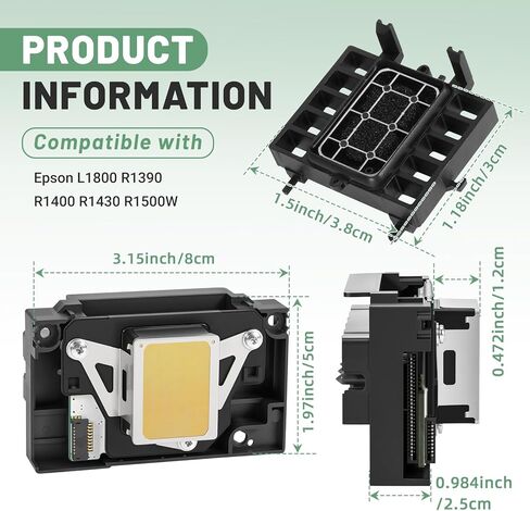L1800 DTF Printhead Kit w/Cap Top, Print Head Replacement & Ink Pad Cap Station with Filter Mesh, Fit for Epson L1800D R1390 R1400 R1430 R1500W Procolored Inkjet Printers in Kuwait