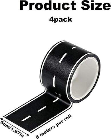 4 Piece Black Road Track Tape 65.6 Feet Long 2 Inches Wide Toy Car Racing Track Decoration Track Finish Line Tape Easy Tear Table Banner Sticker Racing Birthday Party Decor Runner Road Sticker in Saudi Arabia