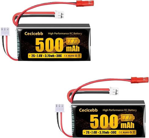 7.4V Lipo Battery 2S 30C 500mAh Rechargeable RC Lipo with JST & PH2.0 Plug for Axial SCX24 RC Car and 1/10, 1/16, 1/18, 1/24 Scale RC Cars Vehicle Trucks 2 Pack SCX24 Small Lipo Battery in Saudi Arabia