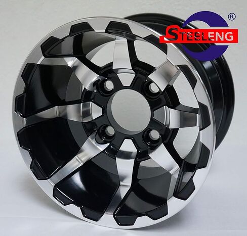 10" VORTEX Machined/Black Golf Cart Wheels and 22x11-10 All Terrain Golf Cart Tires Combo - Set of 4 in Saudi Arabia