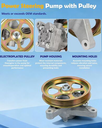 21-5349 Power Steering Pump with Pulley Compatible with 2003-2007 Honda Accord 3.0L 2003 2004 2005 2006 Acura MDX 3.5L Vane Pump Replaces# 96-5349 56110-RCA-A01 in Saudi Arabia