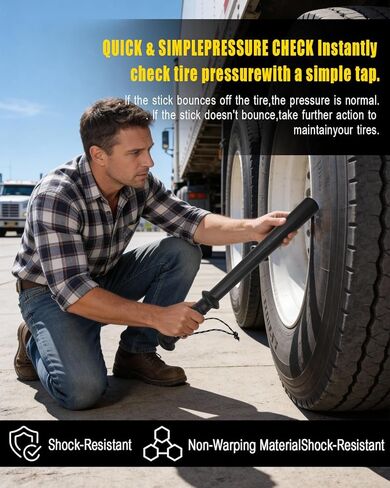 Rubber Tire Checker for Truckers Tool Used for Checking Tire Pressure, Fish Bat Wheel & Tire Accessories & Parts, Tire Repair Tools,Self Defense 1pcs (1) in Saudi Arabia