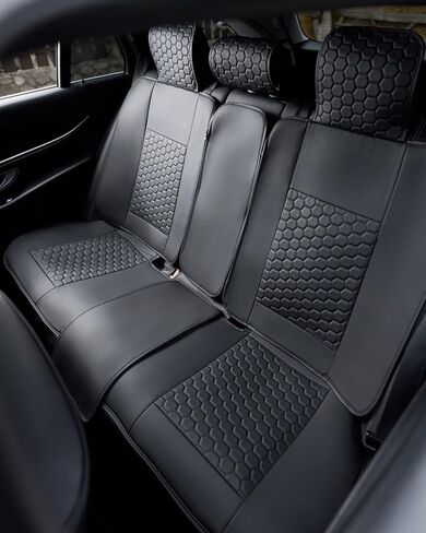 Owleys Seat Covers Set for Nissan Pathfinder Cars - Premium Waterproof Eco Leather - Luxury Finish for SUV, Truck, Sedan - Rear Black in Kuwait