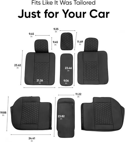 Owleys Seat Covers Set for Nissan Pathfinder Cars - Premium Waterproof Eco Leather - Luxury Finish for SUV, Truck, Sedan - Rear Black in Kuwait
