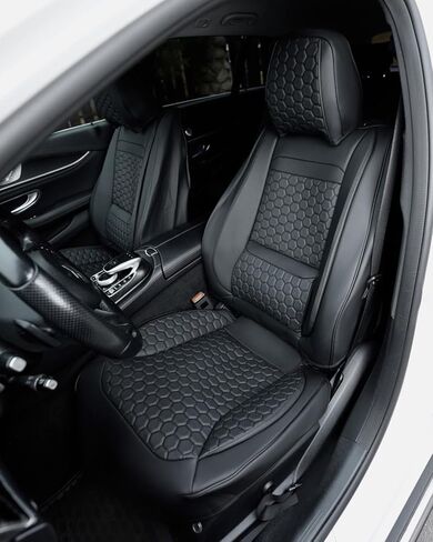 Owleys Seat Covers Set for Nissan Pathfinder Cars - Premium Waterproof Eco Leather - Luxury Finish for SUV, Truck, Sedan - Rear Black in Kuwait