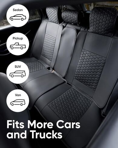 Owleys Seat Covers Set for Nissan Pathfinder Cars - Premium Waterproof Eco Leather - Luxury Finish for SUV, Truck, Sedan - Rear Black in Kuwait