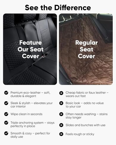 Owleys Seat Covers Set for Nissan Pathfinder Cars - Premium Waterproof Eco Leather - Luxury Finish for SUV, Truck, Sedan - Rear Black in Kuwait