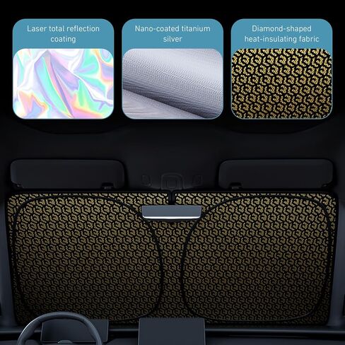 Car Windshield Sun Shade, Iridescent Car Sun Shade Windshield, Foldable UV Rays and Heat Window Visor Shades, Universal Reflective Laser Wind Shield Sunshade Block (55" L X 27") in Saudi Arabia