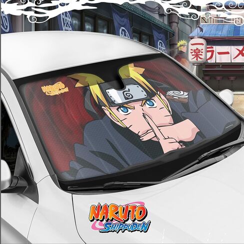 Naruto Shippuden Offically Licensed Windshield Sun Shade - Car Sun Shade Fits Most Autos - Akatsuki Naruto Merch & Anime Accessories for Cars - Sunshade Ca Windshield - 57 x 27 Inches in Saudi Arabia