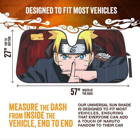 Naruto Shippuden Offically Licensed Windshield Sun Shade - Car Sun Shade Fits Most Autos - Akatsuki Naruto Merch & Anime Accessories for Cars - Sunshade Ca Windshield - 57 x 27 Inches in Saudi Arabia