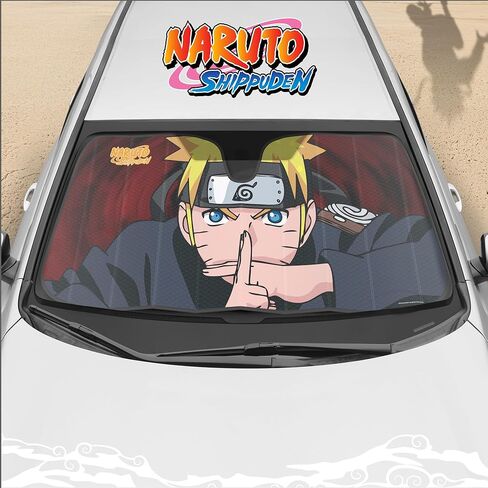 Naruto Shippuden Offically Licensed Windshield Sun Shade - Car Sun Shade Fits Most Autos - Akatsuki Naruto Merch & Anime Accessories for Cars - Sunshade Ca Windshield - 57 x 27 Inches in Saudi Arabia