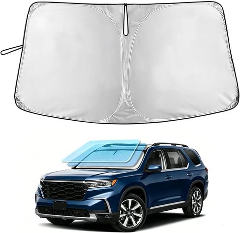 Windshield Sun Shade, Foldable Sun Visor for Front Window with Storage Bag, Windshield Cover Blocks UV & Heat, Keeps Car Cool, Essential Auto Accessories for Most SUV (31.5" x 55.91 ") in Saudi Arabia
