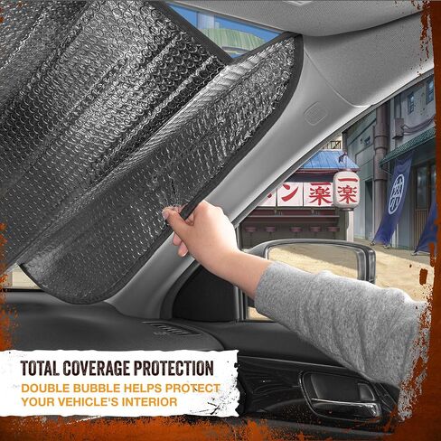 Naruto Shippuden Offically Licensed Windshield Sun Shade - Car Sun Shade Fits Most Autos - Akatsuki Naruto Merch & Anime Accessories for Cars - Sunshade Ca Windshield - 57 x 27 Inches in Saudi Arabia