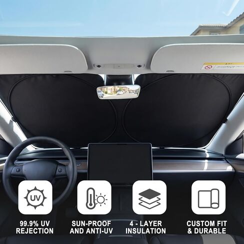 Windshield Sun Shade, Foldable Sun Visor for Front Window with Storage Bag, Windshield Cover Blocks UV & Heat, Keeps Car Cool, Essential Auto Accessories for Most SUV (31.5" x 55.91 ") in Saudi Arabia