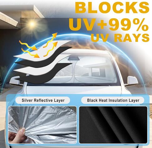 Windshield Sun Shade, Foldable Sun Visor for Front Window with Storage Bag, Windshield Cover Blocks UV & Heat, Keeps Car Cool, Essential Auto Accessories for Most SUV (31.5" x 55.91 ") in Saudi Arabia