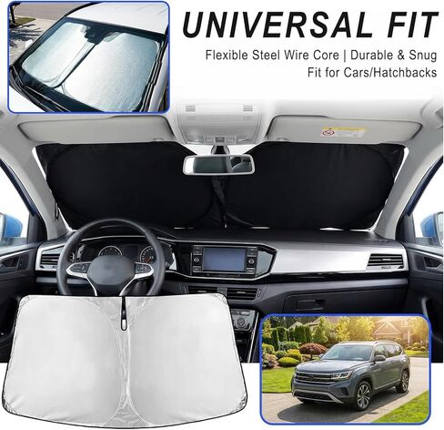 Windshield Sun Shade, Foldable Sun Visor for Front Window with Storage Bag, Windshield Cover Blocks UV & Heat, Keeps Car Cool, Essential Auto Accessories for Most SUV (31.5" x 55.91 ") in Saudi Arabia