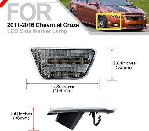 nsautolighting LED المصد الجانبي لاستبدال الضوء لسيارة Chevy Cruze 2011-2015 Cruze Limited 2016 للسائق الأمامي والراكب ومؤشر الوامض الجانبي مصباح إشارة الانعطاف عدسة واضحة GM2550198N 42334144 in Kuwait