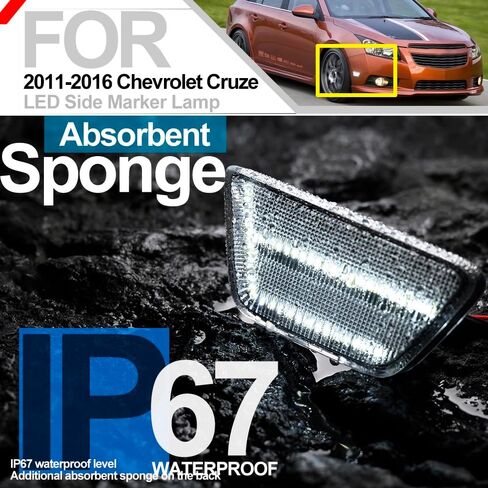 nsautolighting LED المصد الجانبي لاستبدال الضوء لسيارة Chevy Cruze 2011-2015 Cruze Limited 2016 للسائق الأمامي والراكب ومؤشر الوامض الجانبي مصباح إشارة الانعطاف عدسة واضحة GM2550198N 42334144 in Kuwait