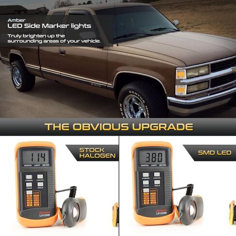 VIPMOTOZ كامل LED 4 قطع من أضواء العلامات الجانبية للزاوية الكهرمانية إشارة الانعطاف متوافقة مع 1994-1999 تشيفي سوبربان تاهو 1500 2500 كروم الإسكان عدسة واضحة 4 قطع مجموعة in Kuwait