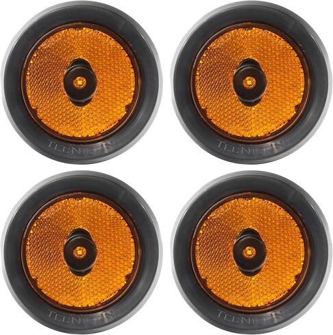 TecNiq S24-AA02-6 2.5 بوصة مستديرة كهرمان LED عدسة كهرمانية ضوء علامة جانبية للكمبيوتر الشخصي مع عاكس-DOT معتمد، IP68 مقاوم للماء، 12 فولت، حامل بحلقة معدنية (عبوتان) للمقطورات وشاحنات العمل والمركبات الترفيهية in Kuwait