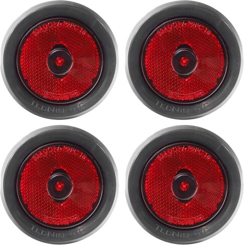 TecNiq S24-AA02-6 2.5 بوصة مستديرة كهرمان LED عدسة كهرمانية ضوء علامة جانبية للكمبيوتر الشخصي مع عاكس-DOT معتمد، IP68 مقاوم للماء، 12 فولت، حامل بحلقة معدنية (عبوتان) للمقطورات وشاحنات العمل والمركبات الترفيهية in Kuwait