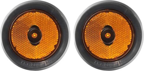 TecNiq S24-AA02-6 2.5 بوصة مستديرة كهرمان LED عدسة كهرمانية ضوء علامة جانبية للكمبيوتر الشخصي مع عاكس-DOT معتمد، IP68 مقاوم للماء، 12 فولت، حامل بحلقة معدنية (عبوتان) للمقطورات وشاحنات العمل والمركبات الترفيهية in Kuwait