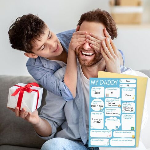 بطاقة عيد الأب D4DREAM من ابنة الابن - املأ الفراغ بمنطقة الرسم، بطاقات عيد الأب المضحكة للأب، هدايا تذكارية شخصية مصنوعة يدويًا من الأطفال والابنة (5.5 بوصة × 8 بوصة) in Kuwait