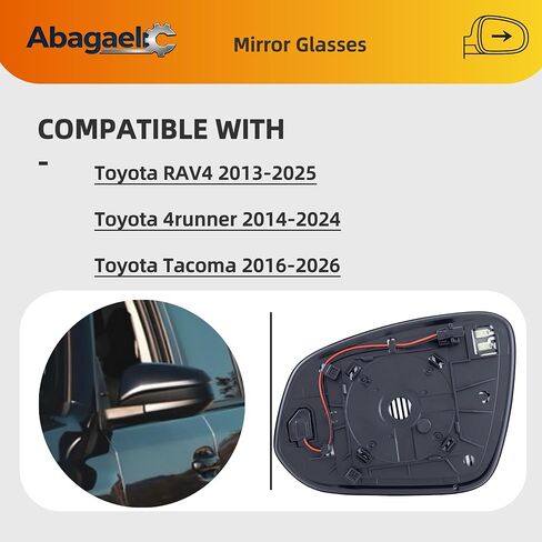 Heated Mirror Glass Driver Side with BSM for 2013-2025 Toyota RAV4, 2014-2024 4Runner, 2016-2026 Tacoma, Chrome Plated OEM Fit SideMirror with LED Indicator in Kuwait