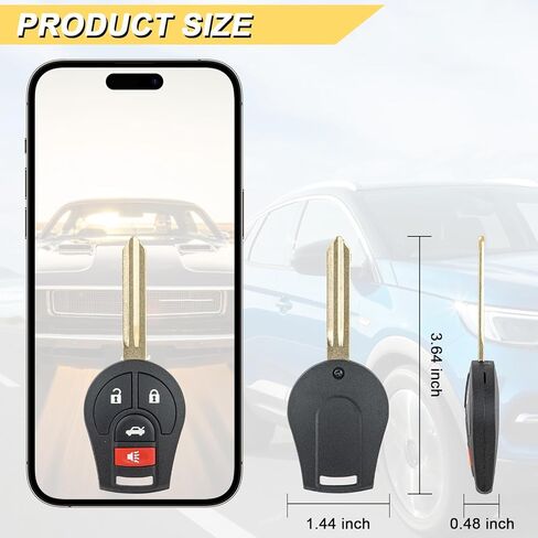 استبدال Vurkcy Key Fob لـ 2004-2015 Nissan Armada/ 13-19 Sentra/ 350Z Altima Maxima Murano Pathfinder/ 03-09 Infiniti FX35 FX45 G35 QX56 جهاز تحكم عن بعد للدخول بدون مفتاح للسيارة، CWTWB1U751، 4 Btn in Kuwait