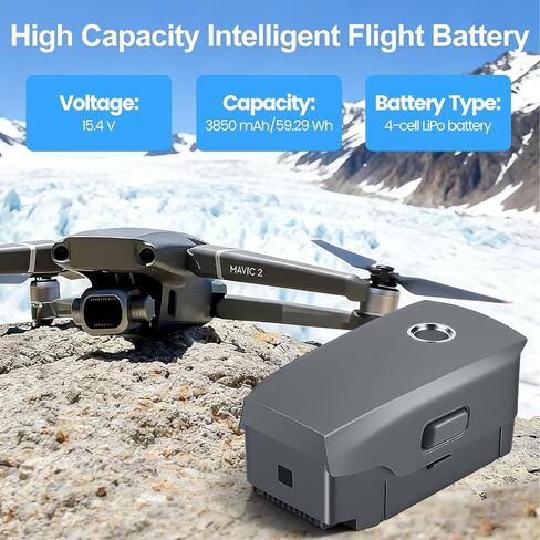 1-Pack 3850mAh 15.4V Intelligent Flight Battery Rechargable for DJI Mavic 2,Mavic 2 Pro, Mavic 2 Zoom, Mavic 2 Enterprise Advanced Drone, 30Mins Max Flight Time Battery in Kuwait