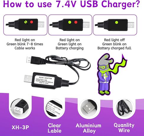 2S 7.4V 1000mAh 20C Battery with JST Plug Compatible with WLToys Mini RC Car K989 K969 K979 K999 P939 P929 1/28 MINI-Q 284131 Toy Speed Racing Truck with Charger in Saudi Arabia