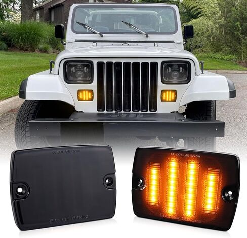 Amber Front Bumper Turn Singal Light & Side Marker Lights For 1987-1995 Jeep Wrangler Yj With 3157 Plug And 1157 Plug Smoked Lens Lamp Assembly, Bundle With 4pcs in Saudi Arabia