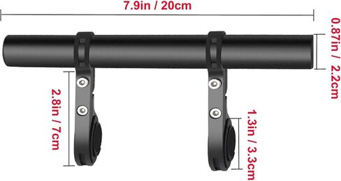 Bike Handlebar Extender with 8'' Long Cross Bar, Aluminum Alloy 0.79" Diameter Handlebars Extensions with Two Clamp Mounting Base, Fit 0.79" to 1.38" for Bike Bicycle Motorcycle Scooter ATV, Black in Saudi Arabia