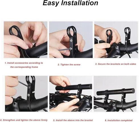 Bike Handlebar Extender with 8'' Long Cross Bar, Aluminum Alloy 0.79" Diameter Handlebars Extensions with Two Clamp Mounting Base, Fit 0.79" to 1.38" for Bike Bicycle Motorcycle Scooter ATV, Black in Saudi Arabia