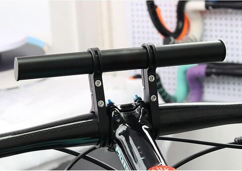 Bike Handlebar Extender with 8'' Long Cross Bar, Aluminum Alloy 0.79" Diameter Handlebars Extensions with Two Clamp Mounting Base, Fit 0.79" to 1.38" for Bike Bicycle Motorcycle Scooter ATV, Black in Saudi Arabia