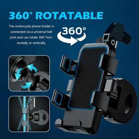 2026 Upgraded Motorcycle Phone Holder Mount with Sunshade,360° Rotatable Motorcycle Phone Mount for Phones Navigation,Handlebar Phones Holder for Motorcycles,ATVs,Scooters in Saudi Arabia