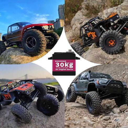 GOTECK 2Pcs 30KG Digital Servo,Large Torque 6V Full Metal Gear Digital servos IP66 Waterproof Steering Servo with 25T Servo Horn for 1/8 1/10 1/12 Scale Baja RC Car (2Pcs 180 Degree) in Saudi Arabia