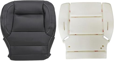 Driver Side Bottom Non-Perforated Leather Seat Cover and Foam Cushion Black Compatible with Chevy Silverado GMC Sierra 1500 2500HD 3500HD 2014 2015 2016 2017 2018 2019 in Saudi Arabia