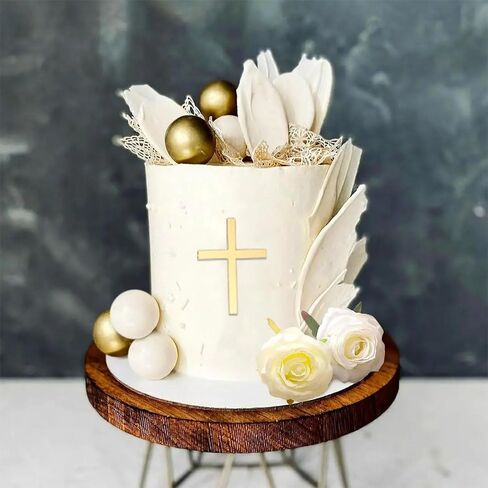 Gold Acrylic Cross Cake Toppers, 25 Pieces, Mirror Finish Mini Decorations for Baptism, Christening, Baby Shower, Religious Celebrations, 4.5cm/1.5 inch in Saudi Arabia