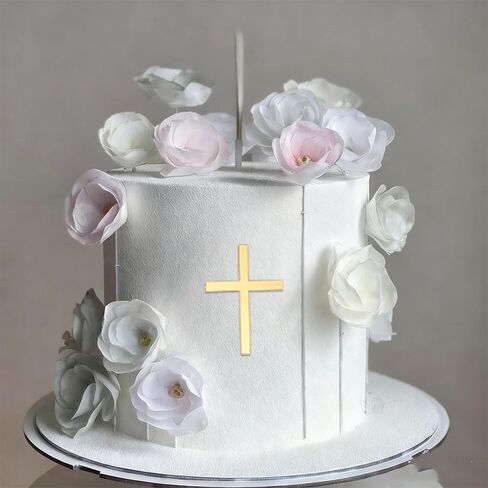 Gold Acrylic Cross Cake Toppers, 25 Pieces, Mirror Finish Mini Decorations for Baptism, Christening, Baby Shower, Religious Celebrations, 4.5cm/1.5 inch in Saudi Arabia
