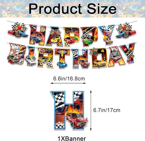 33 Pcs Hot Car Birthday Party Decorations, Birthday Party Supplies for Hot Car Includes Banner, Hanging Swirls, Cake Topper, 24 Cupcake Toppers, TableCloth in Saudi Arabia