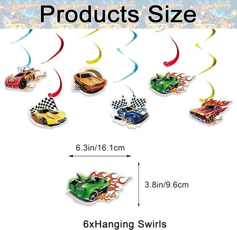 33 Pcs Hot Car Birthday Party Decorations, Birthday Party Supplies for Hot Car Includes Banner, Hanging Swirls, Cake Topper, 24 Cupcake Toppers, TableCloth in Saudi Arabia