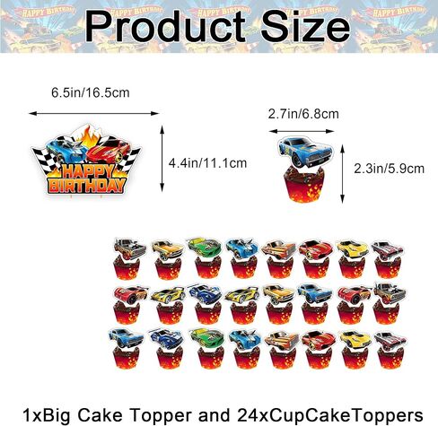 33 Pcs Hot Car Birthday Party Decorations, Birthday Party Supplies for Hot Car Includes Banner, Hanging Swirls, Cake Topper, 24 Cupcake Toppers, TableCloth in Saudi Arabia