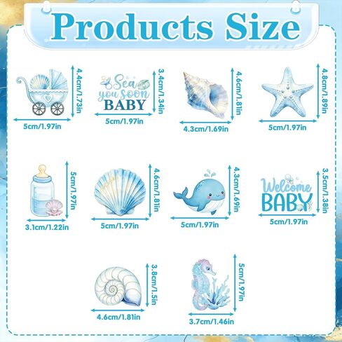 Under The Sea Party Decorations - 40 Pcs Sea You Soon Seashell Baby Shower Cupcake Toppers Decorations, Blue Summer Ocean Theme Cake Decor Supplies for Boys Girls in Saudi Arabia