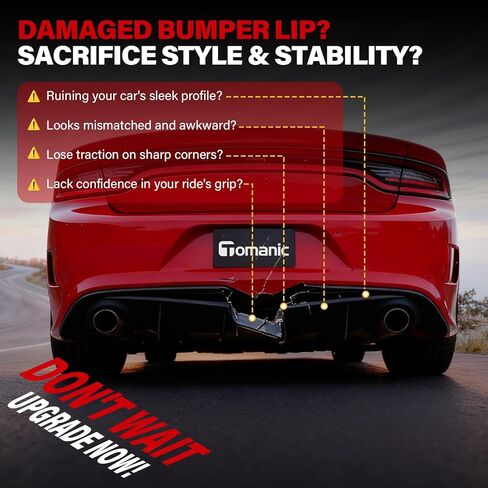 الناشر الخلفي متوافق مع دودج تشارجر 2015-2023 يناسب RT، SXT | ملمع الشفاه الأسود اللامع V3 ستايل | لأطراف العادم المستديرة فقط | سهل التثبيت in Kuwait