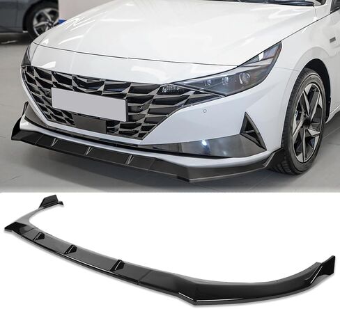 Front Lip fit for Hyundai Elantra Sedan Essential/Limited Hybrid/Limited/N Line/Preferred Hybrid/Preferred/SE/SEL/Ultimate Hybrid 2021-2023 3-Piece Front Bumper Lip Glossy Black in Saudi Arabia