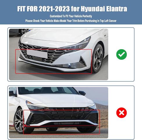 Front Lip fit for Hyundai Elantra Sedan Essential/Limited Hybrid/Limited/N Line/Preferred Hybrid/Preferred/SE/SEL/Ultimate Hybrid 2021-2023 3-Piece Front Bumper Lip Glossy Black in Saudi Arabia