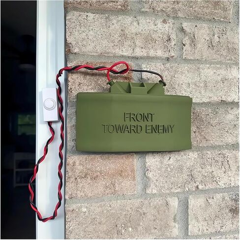 Funny Doorbell Cover Decoration – "Front Toward Enemy" Sign with Fake Wires, Novelty Home Entry Sign for Do Not Disturb & No Soliciting, Gag Style Outdoor Wall Decor for Porch Garage Man Cave in Saudi Arabia