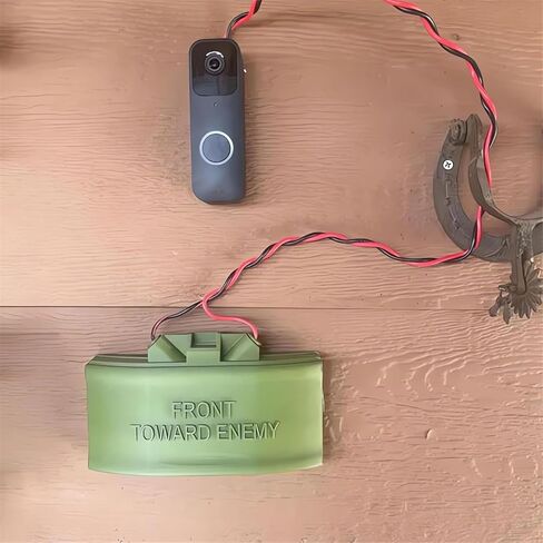 Funny Doorbell Cover Decoration – "Front Toward Enemy" Sign with Fake Wires, Novelty Home Entry Sign for Do Not Disturb & No Soliciting, Gag Style Outdoor Wall Decor for Porch Garage Man Cave in Saudi Arabia