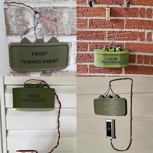 Funny Doorbell Cover Decoration – "Front Toward Enemy" Sign with Fake Wires, Novelty Home Entry Sign for Do Not Disturb & No Soliciting, Gag Style Outdoor Wall Decor for Porch Garage Man Cave in Saudi Arabia